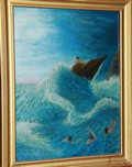 В море